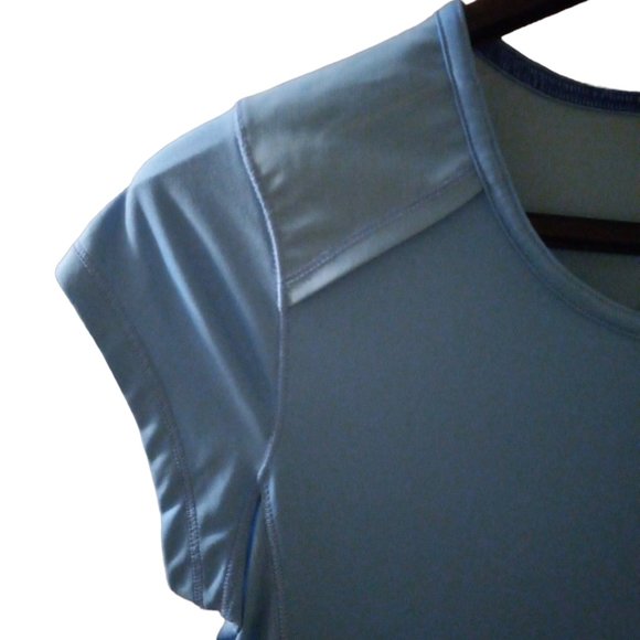 C9 by Champion Reflective Open Back Sheer Short Sleeve Athletic Blue Top Size S - Picture 13 of 15